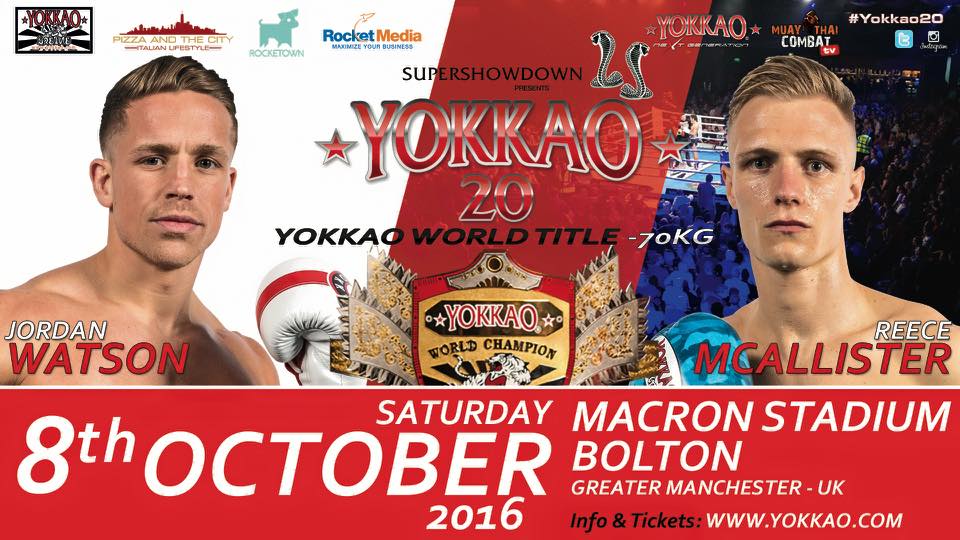 Jordan Watson to defend the World Title vs Reece McAllister at YOKKAO 20!-YOKKAO