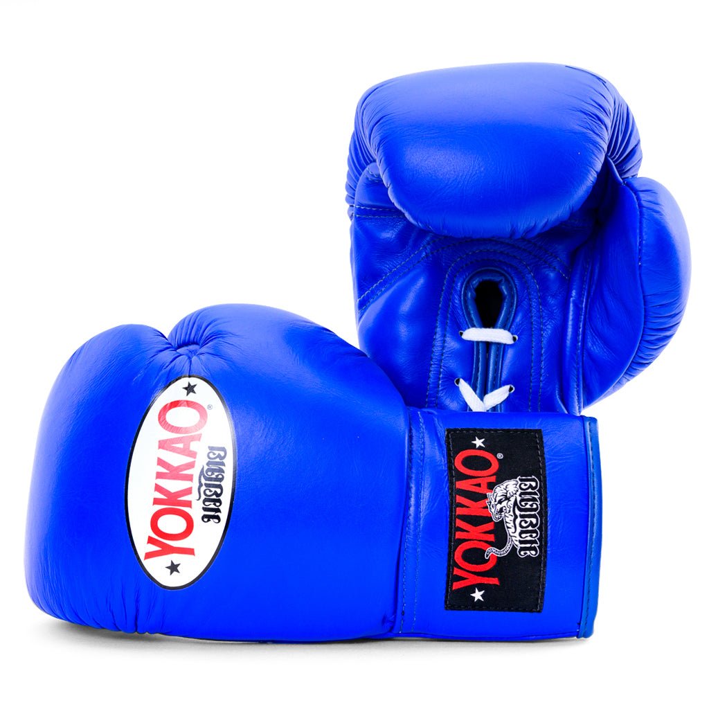 Matrix Blue Lace Up Boxing Gloves - YOKKAO
